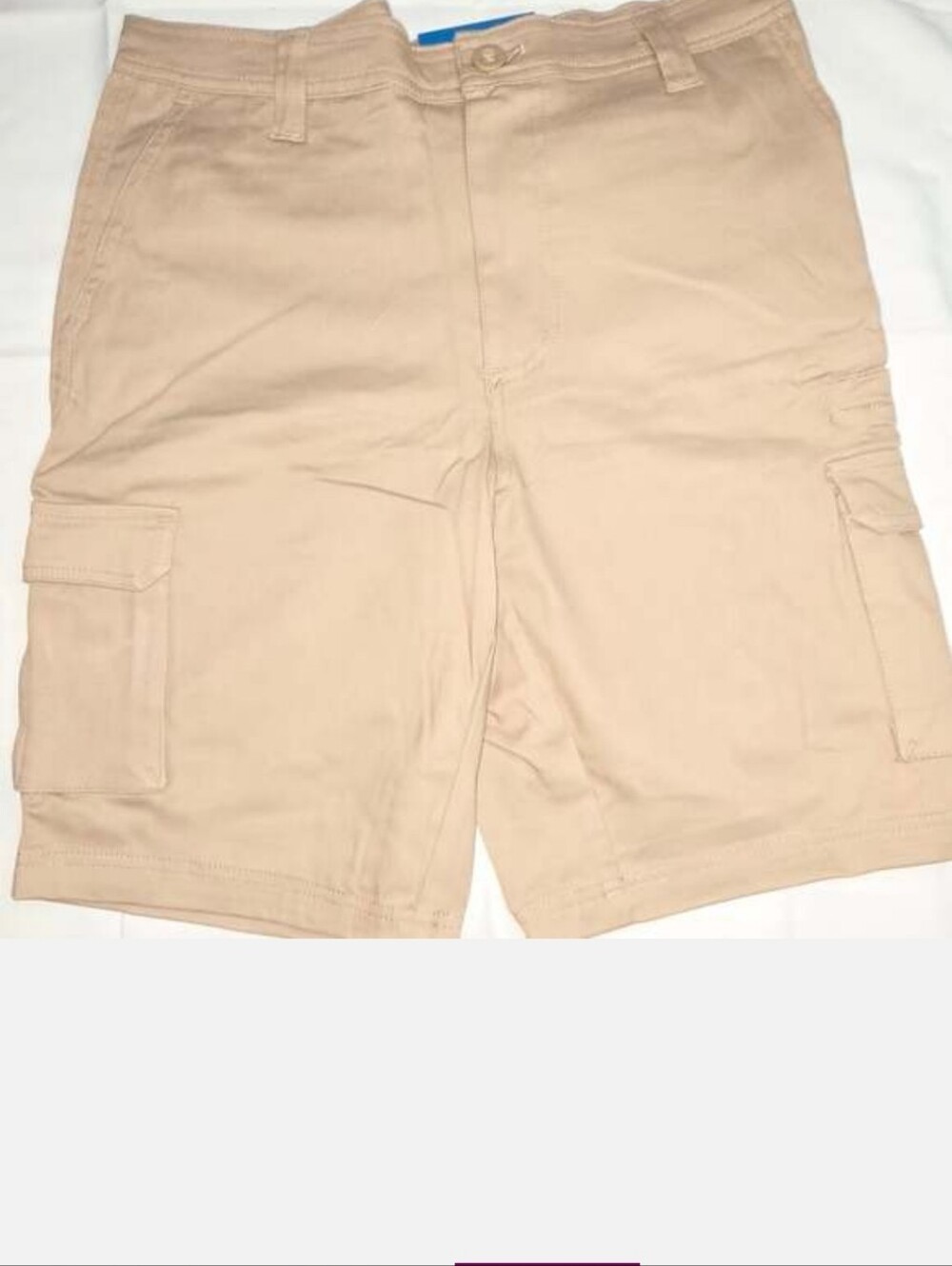 Men's Stretch Cargo Shorts - Beige Khaki - Picture 3 of 3